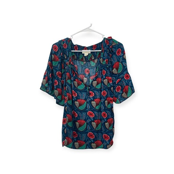 Maeve By Anthropologie Letitia Smocked Blouse Women SZ X-Small Floral Multicolor - Picture 11 of 13